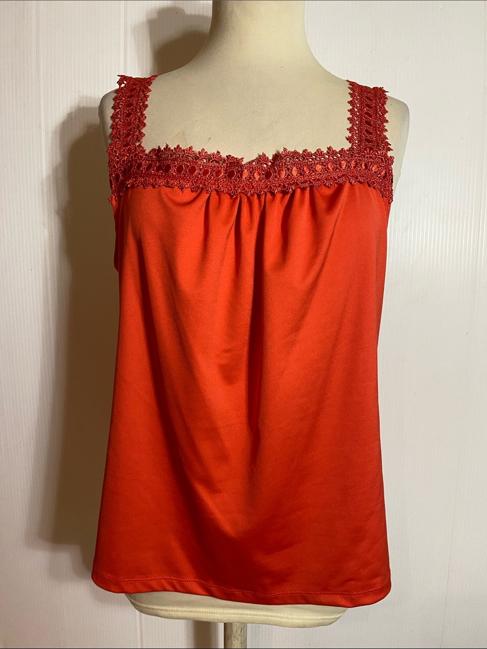 Cato Dark Orange Crochet-Trim Tank Top